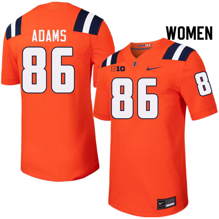 Women #86 Weston Adams Illinois Fighting Illini College Football Jerseys Stitched-Orange